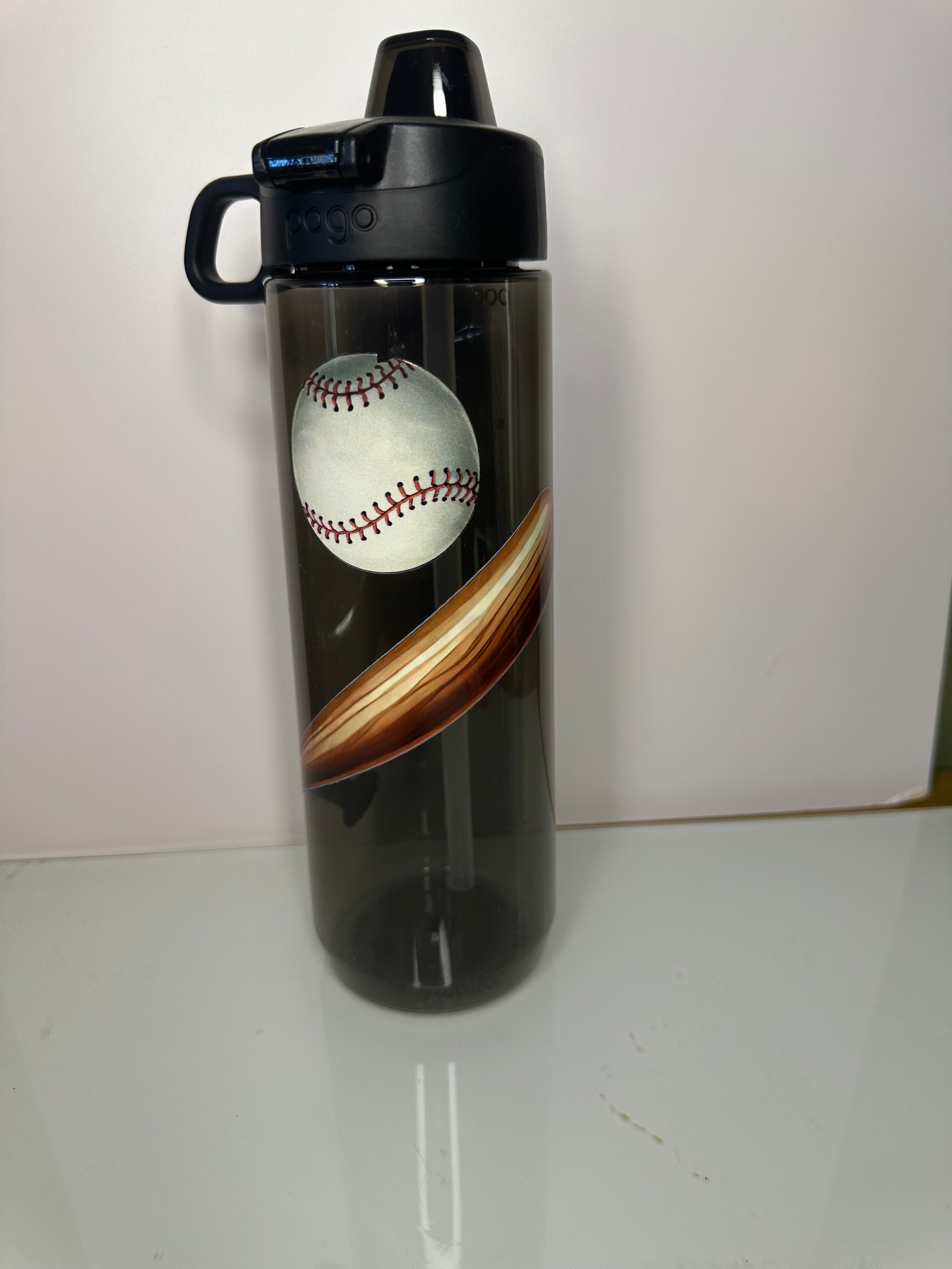 32 oz black Baseball water bottle