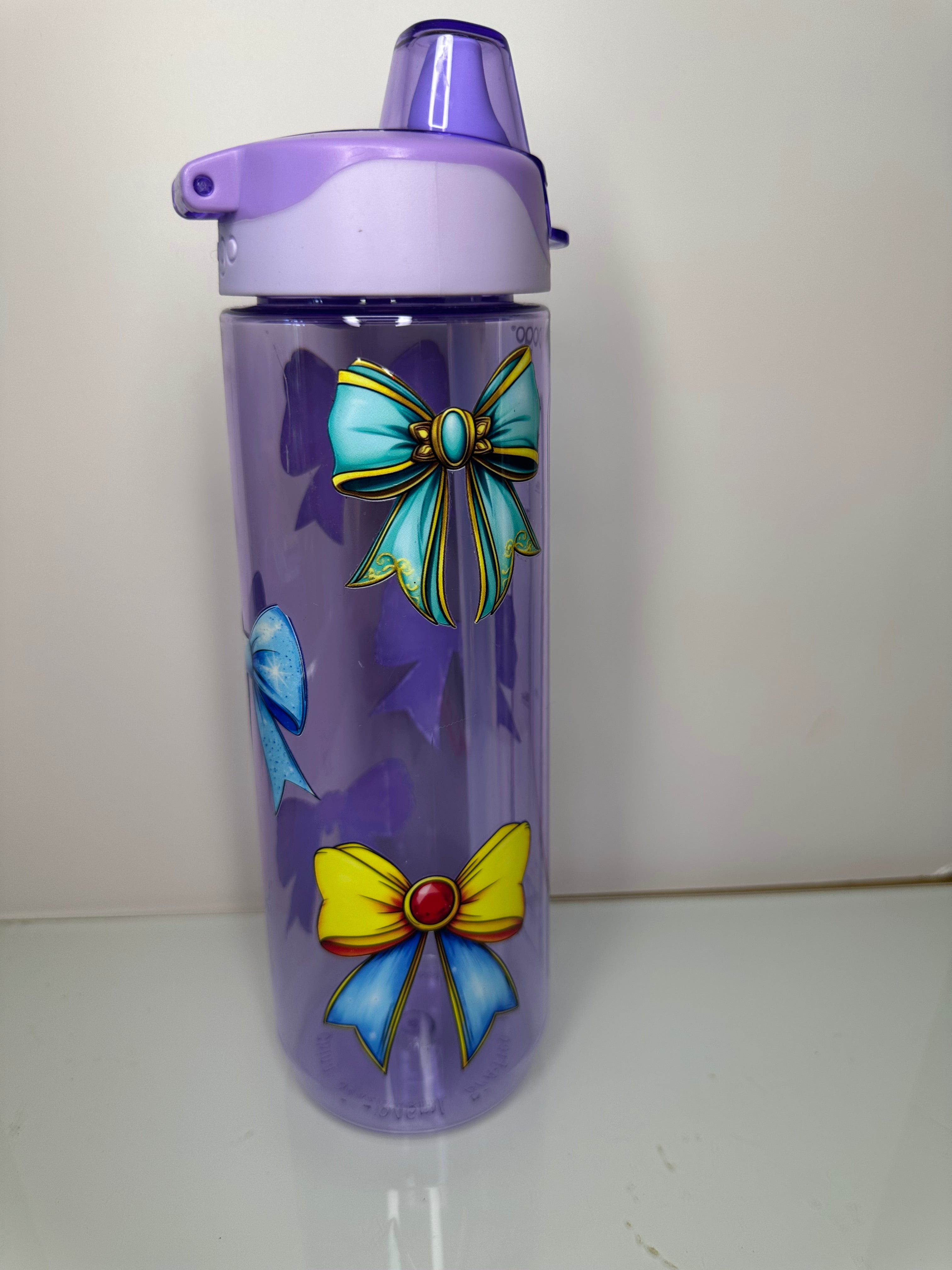 32 oz purple princess Coquette bows water bottle