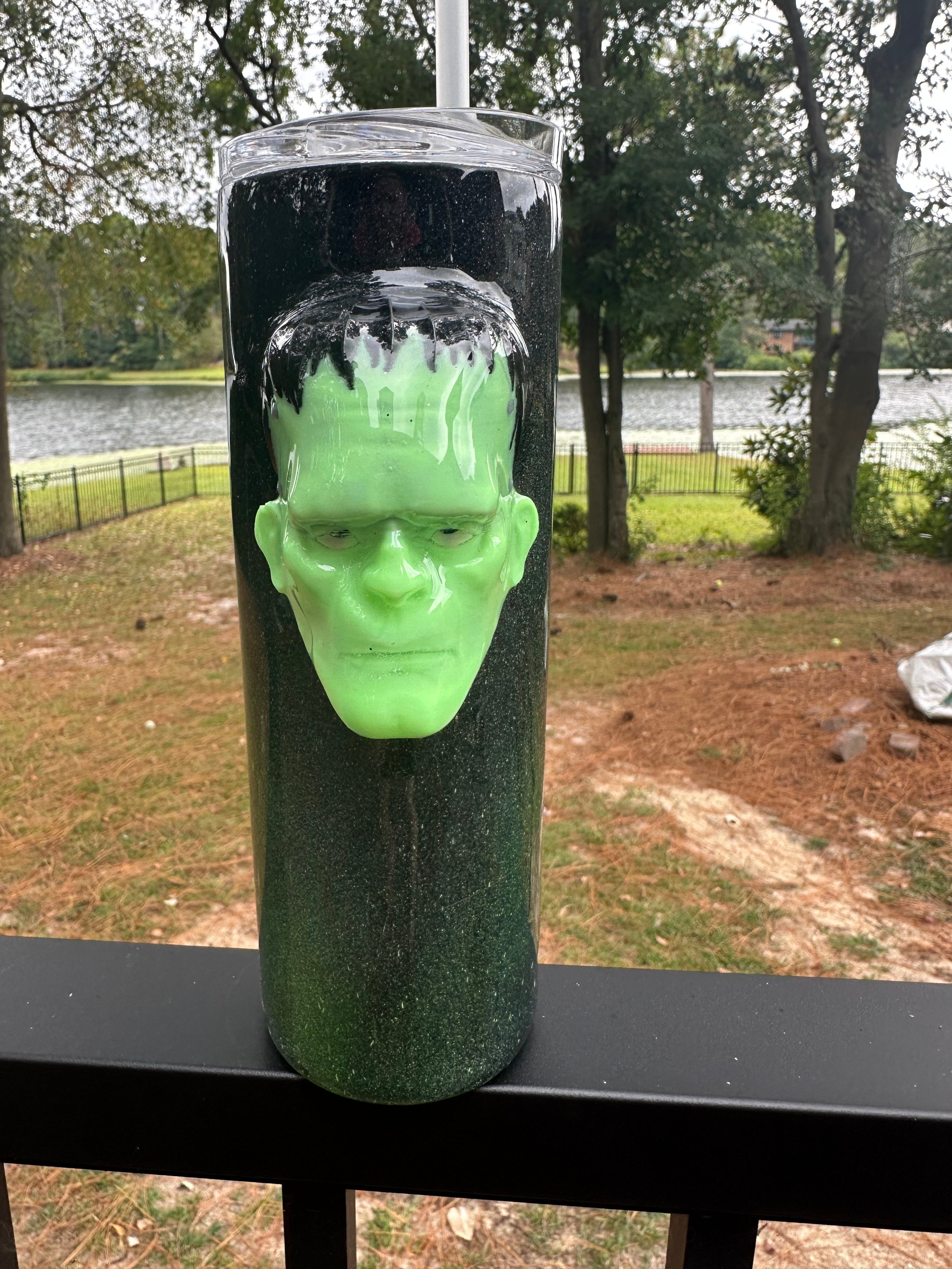 20 oz Frankenstein's Monster Tumbler Glows with UV exposure!