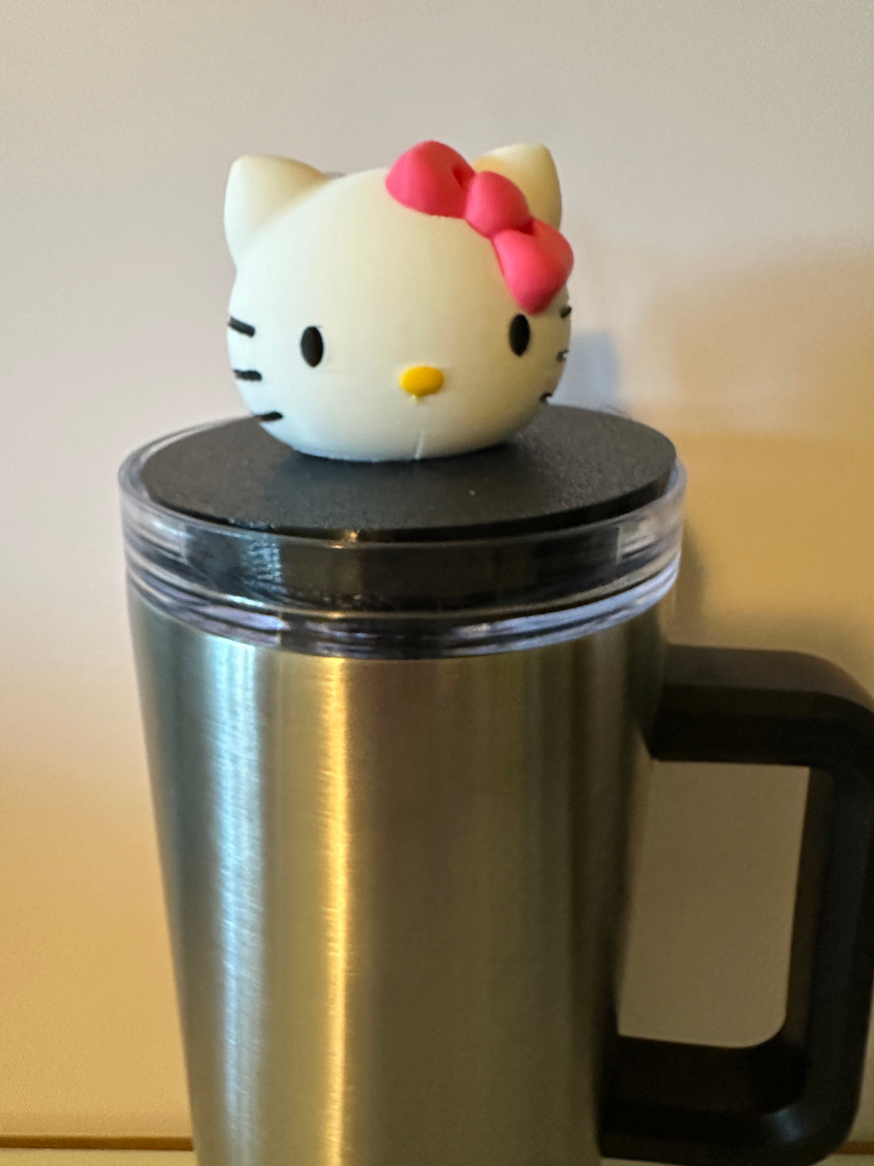 Tumbler Toppers: H Kitty White or Brown 20, 30, & 40 oz Stanley pink or purple bow