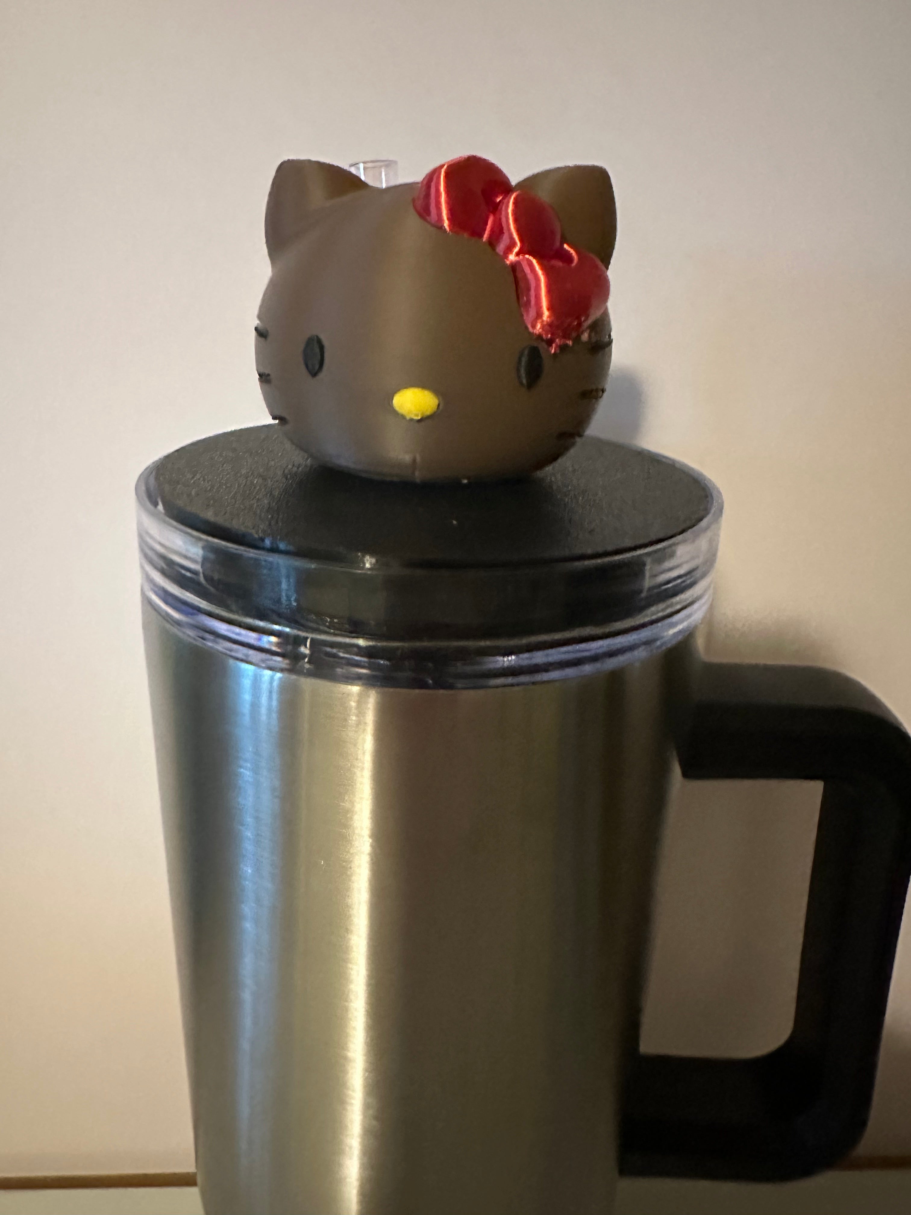 Tumbler Toppers: H Kitty White or Brown 20, 30, & 40 oz Stanley pink or purple bow