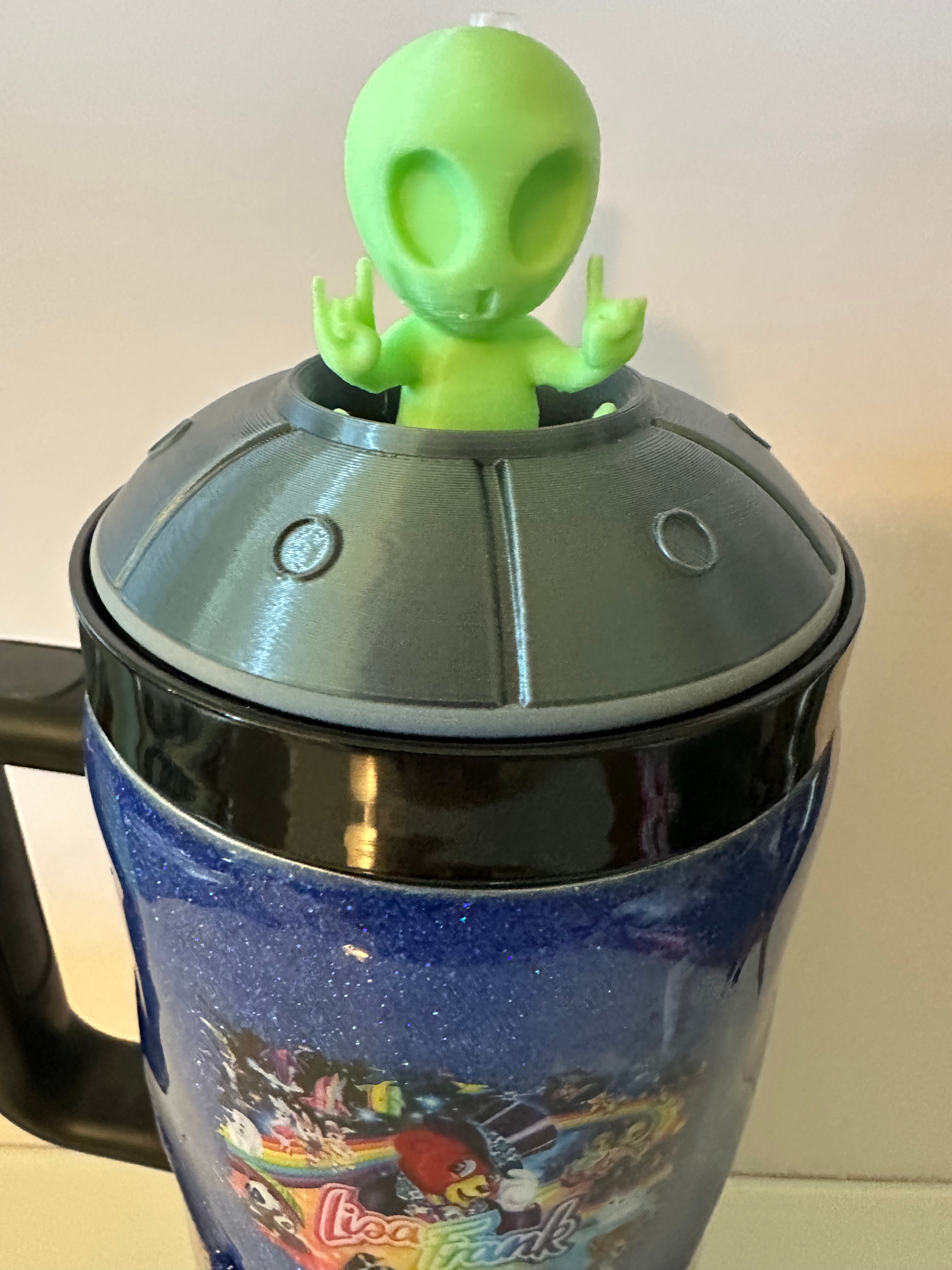 40 oz Tumbler Lisa Frank UFO Alien Tumbler Topper Zipper