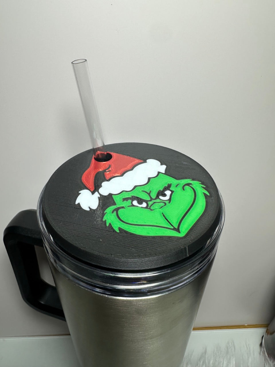 Tumbler Toppers: 40 oz Tumbler Topper flat with the Green Guy