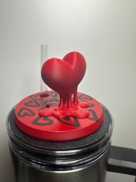 Tumbler Topper; Dripping Hearts