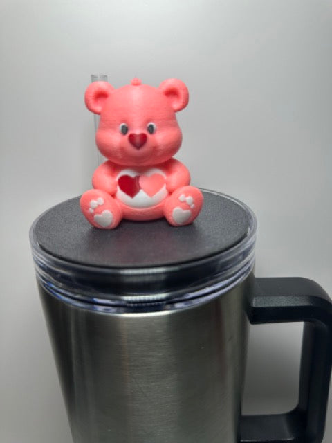 Tumbler Topper: Pink or Brown Heart Bear