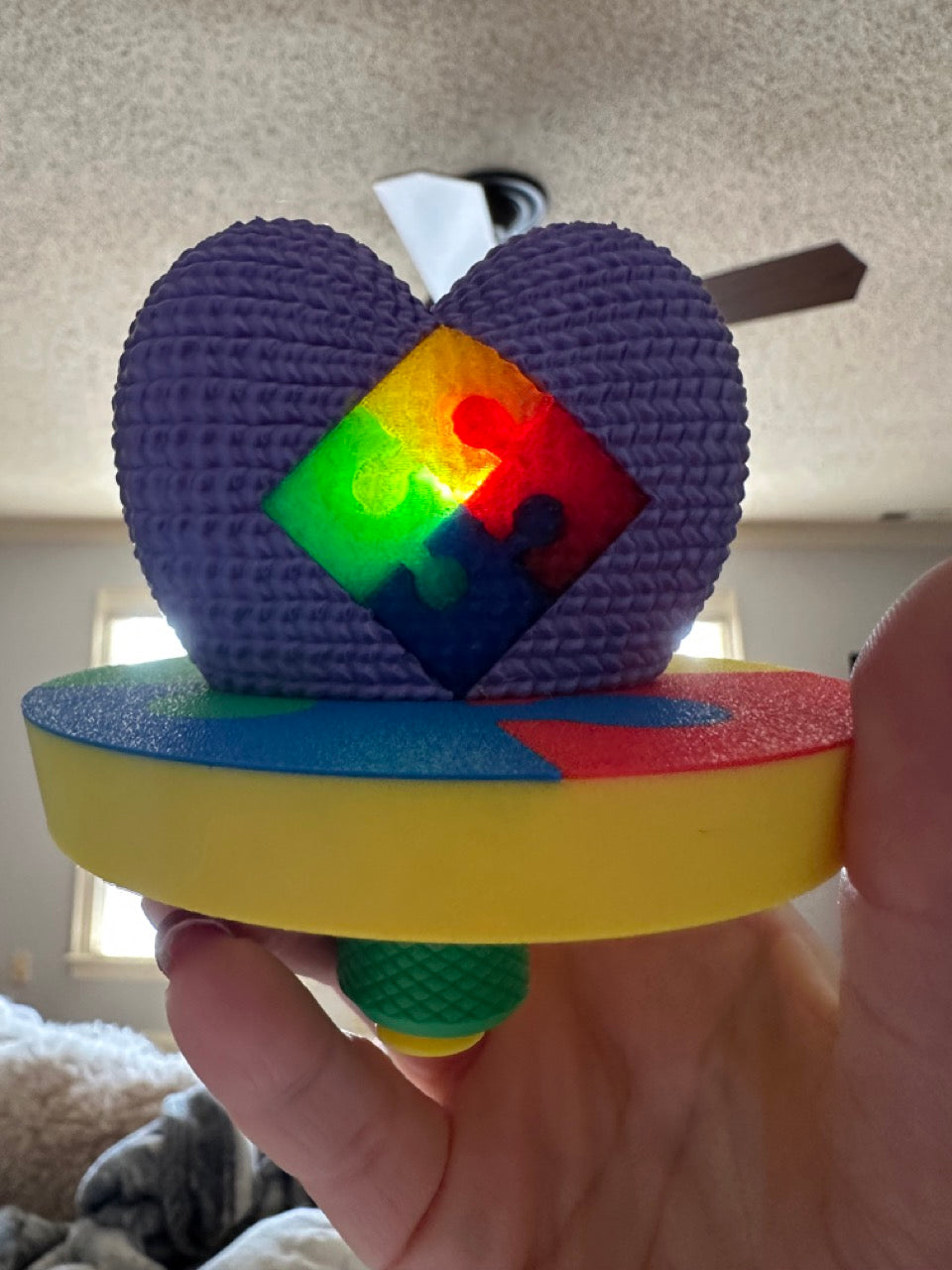 Tumbler Toppers: Autism Purple Heart Light Up