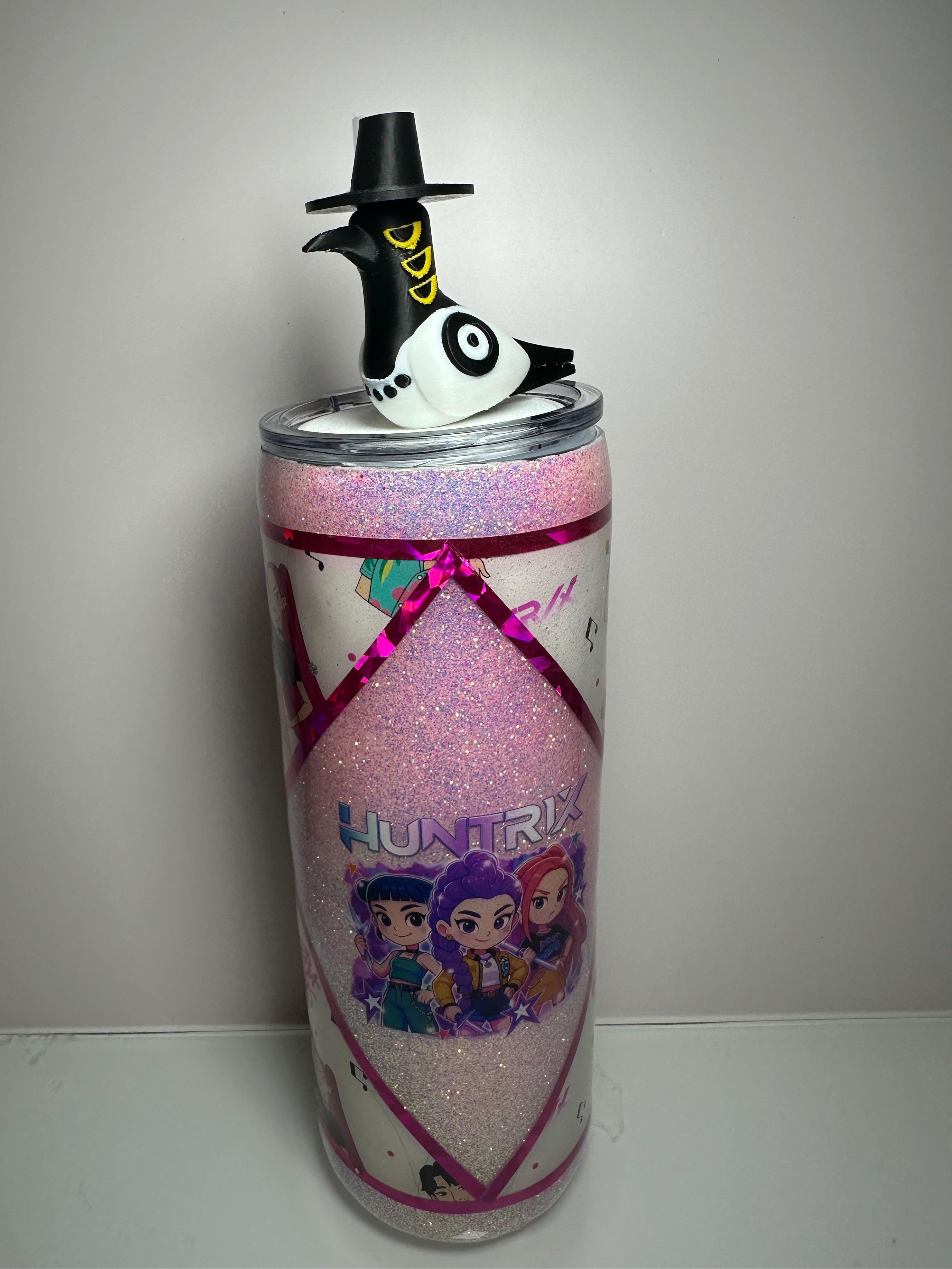 24 oz Pink Kpop Demon Hunter Huntrix Tumbler with Tumbler Topper