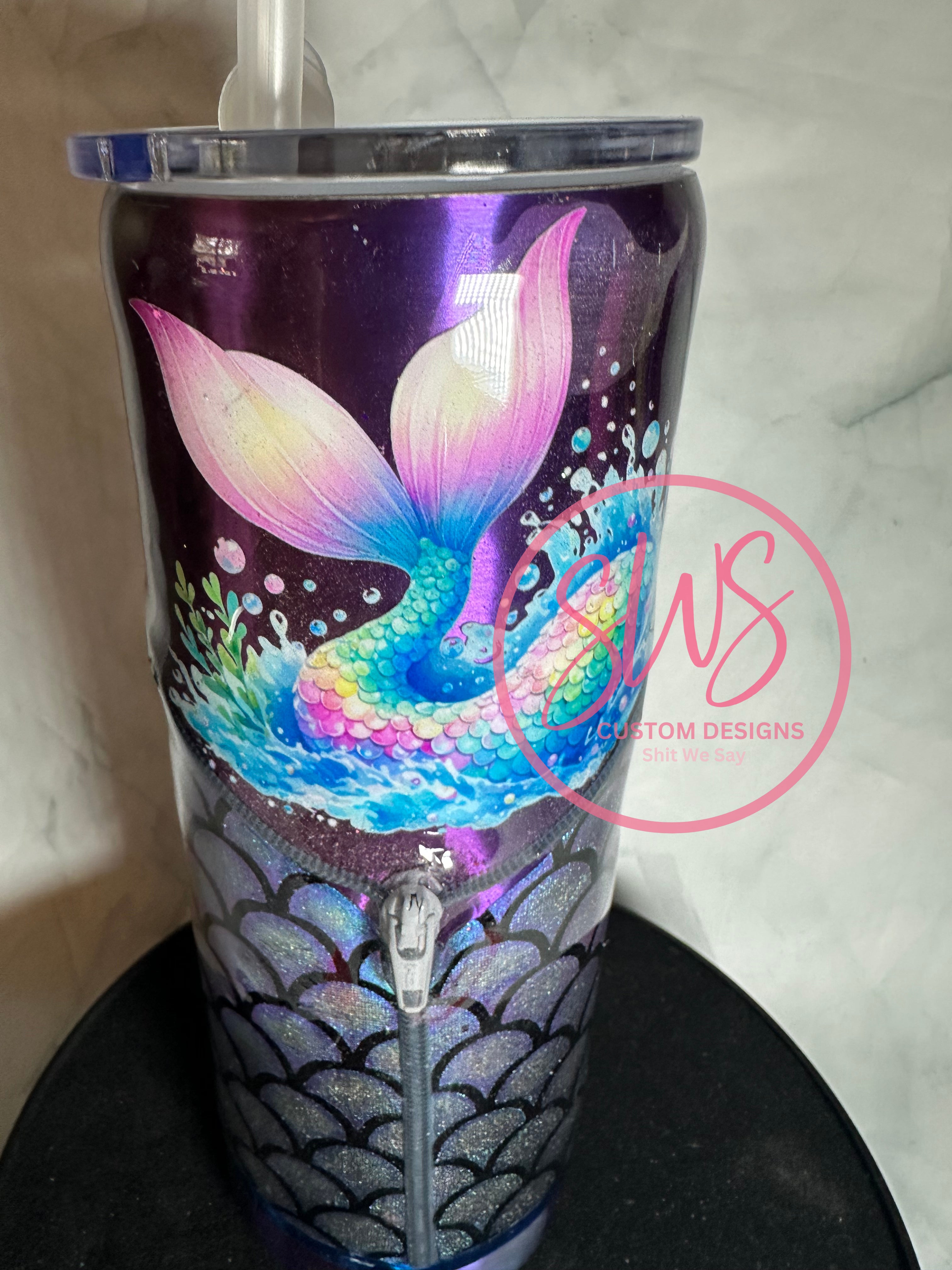 24 oz Mermaid zipper tumbler