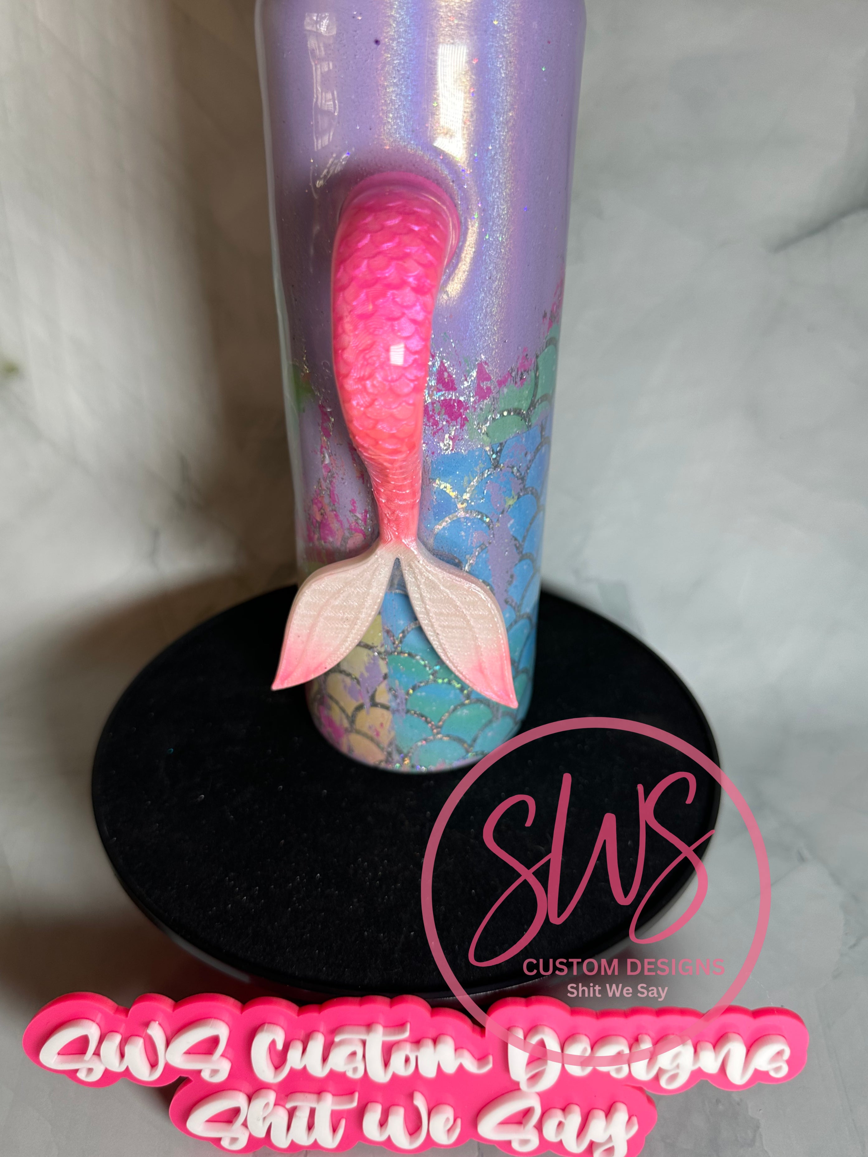 20 oz Mermaid Tail scales on purple tumbler
