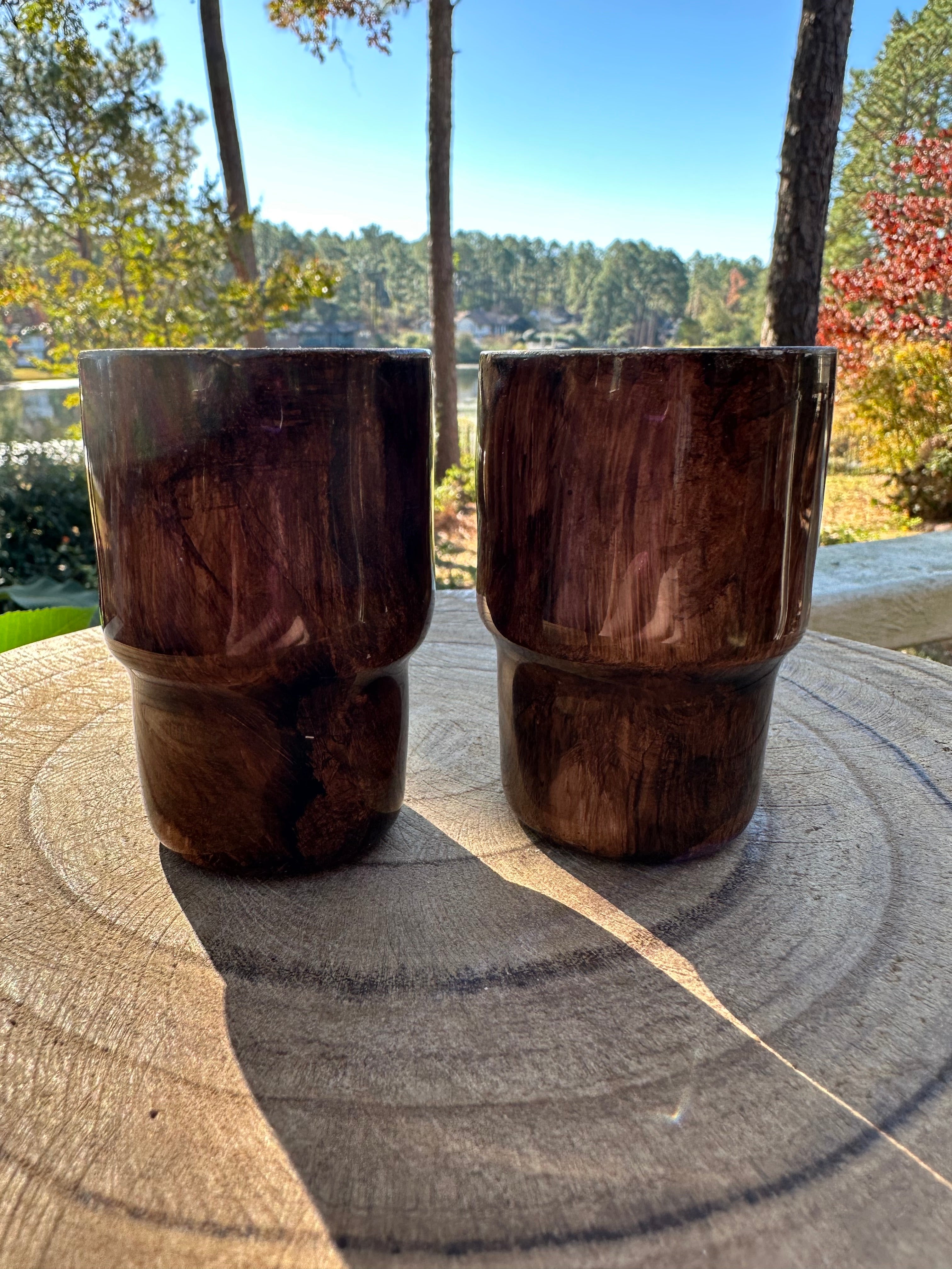 3 oz Wood Looking Shots - set of 2