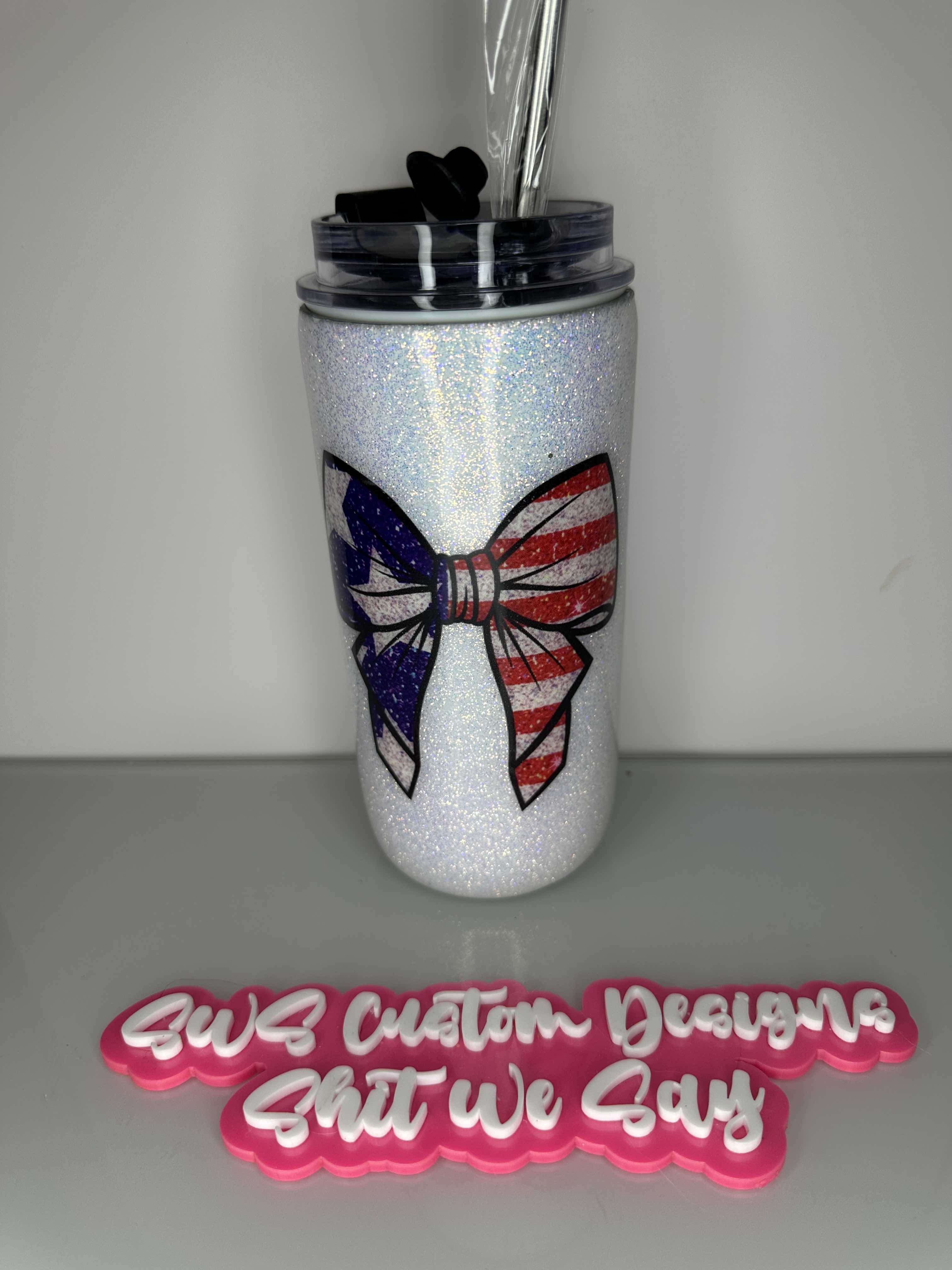 17 oz USA America Red White Blue Fourth of July Coquette Tumbler