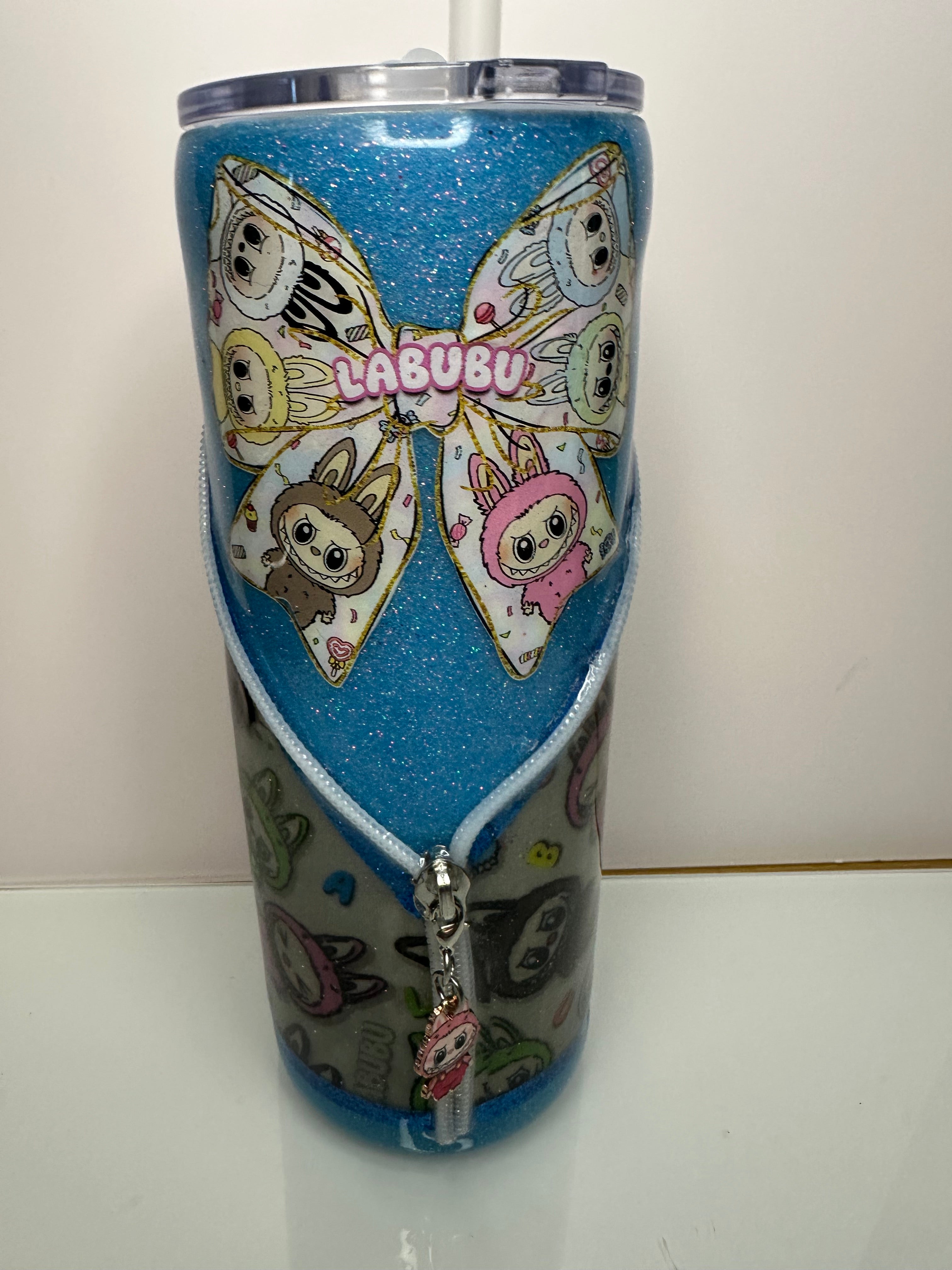24 oz Labubu Coquette with Zipper Tumbler
