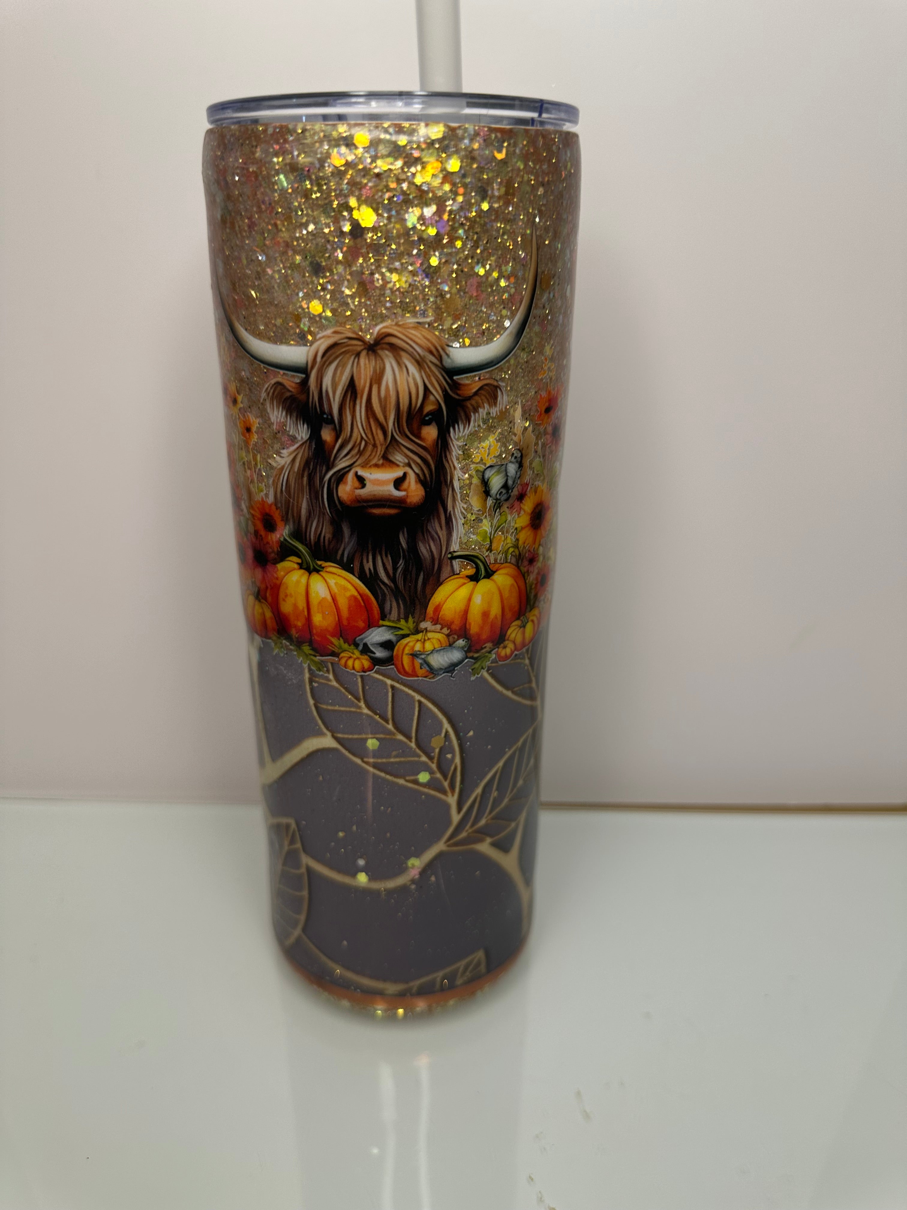 20 oz Highland Cow Fall Autumn Pumpkin Tumbler