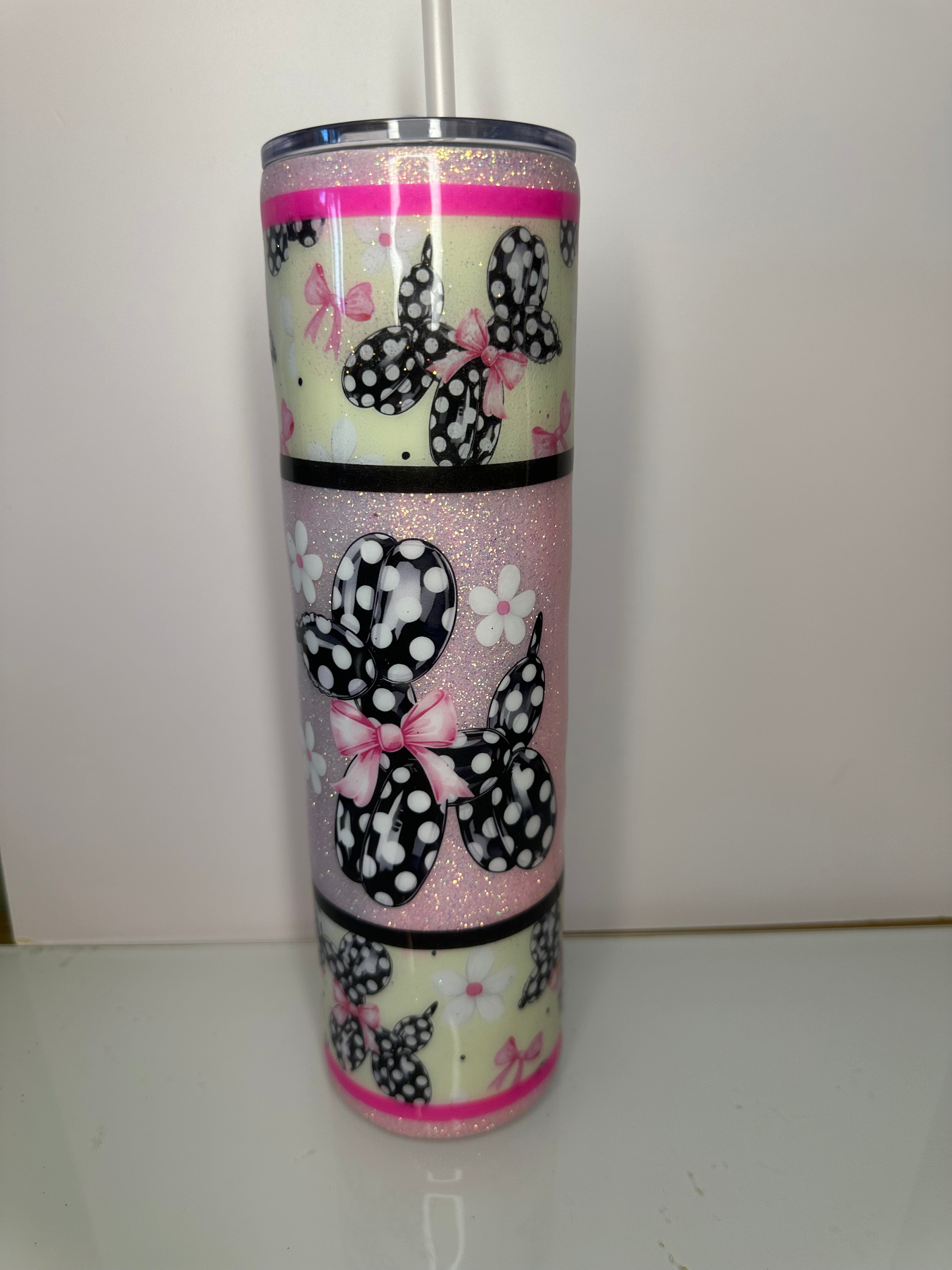 32 oz Balloon Dog Tumbler black white pink