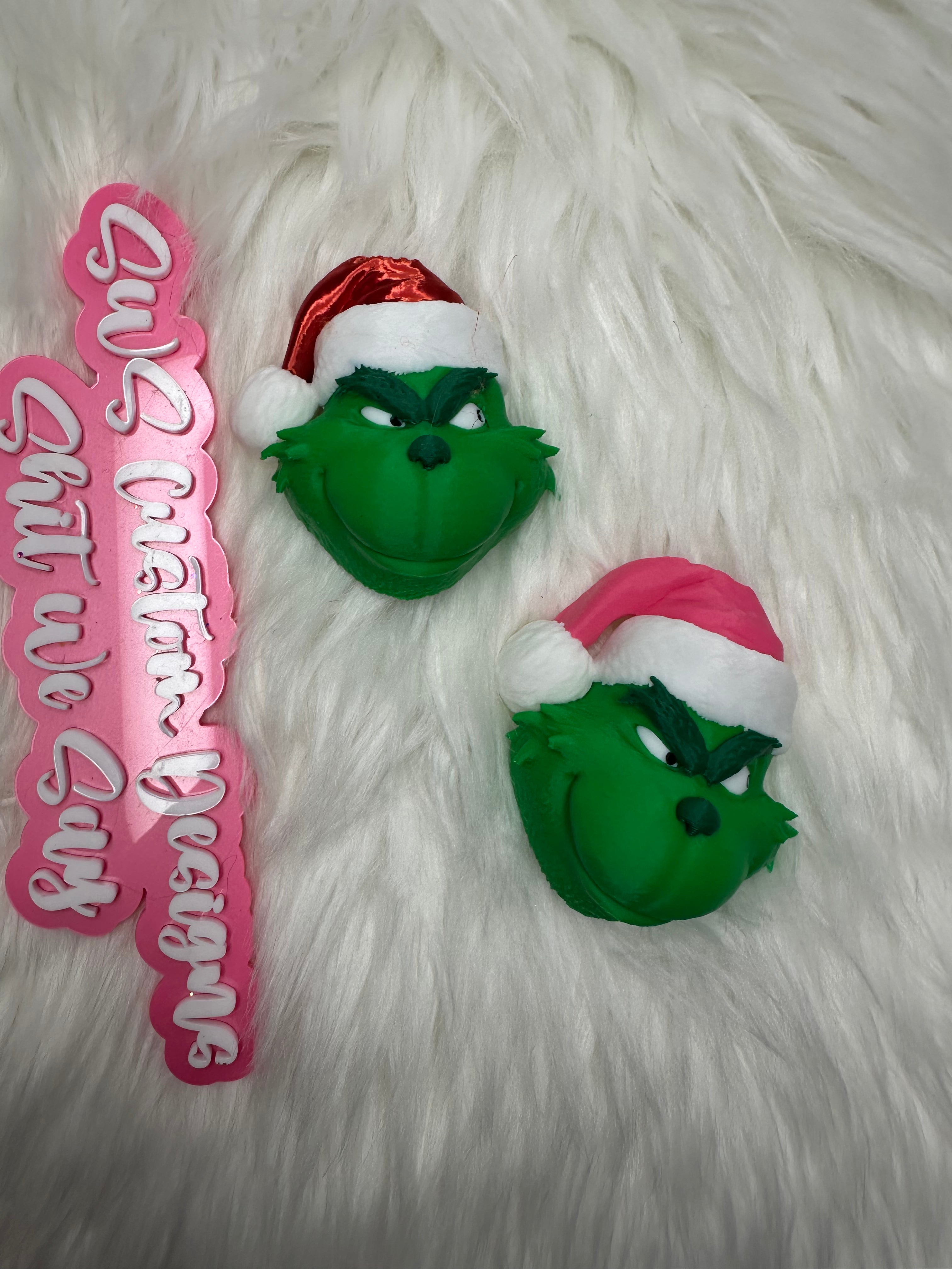 Tumbler Garnish: Green Christmas Guy Pink or Red Hat