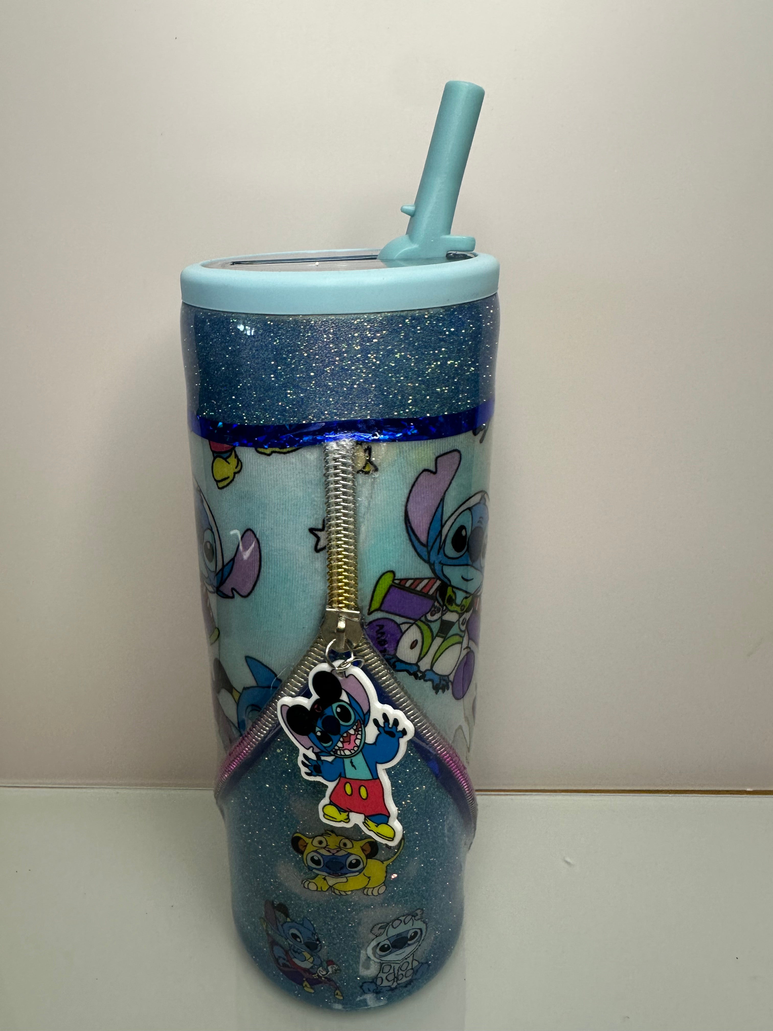 24 oz Blue Alien Zipper Tumbler