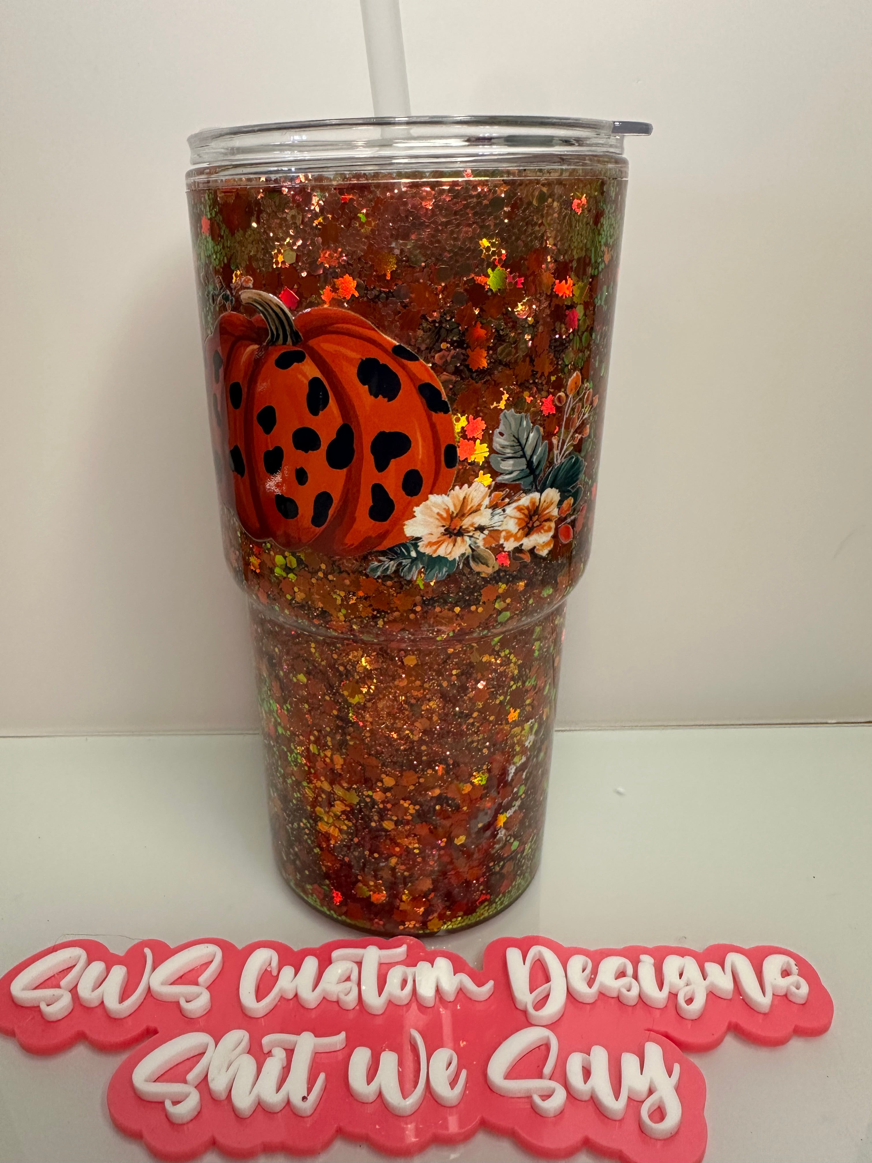24 oz Fall Glitter Globe Tumbler