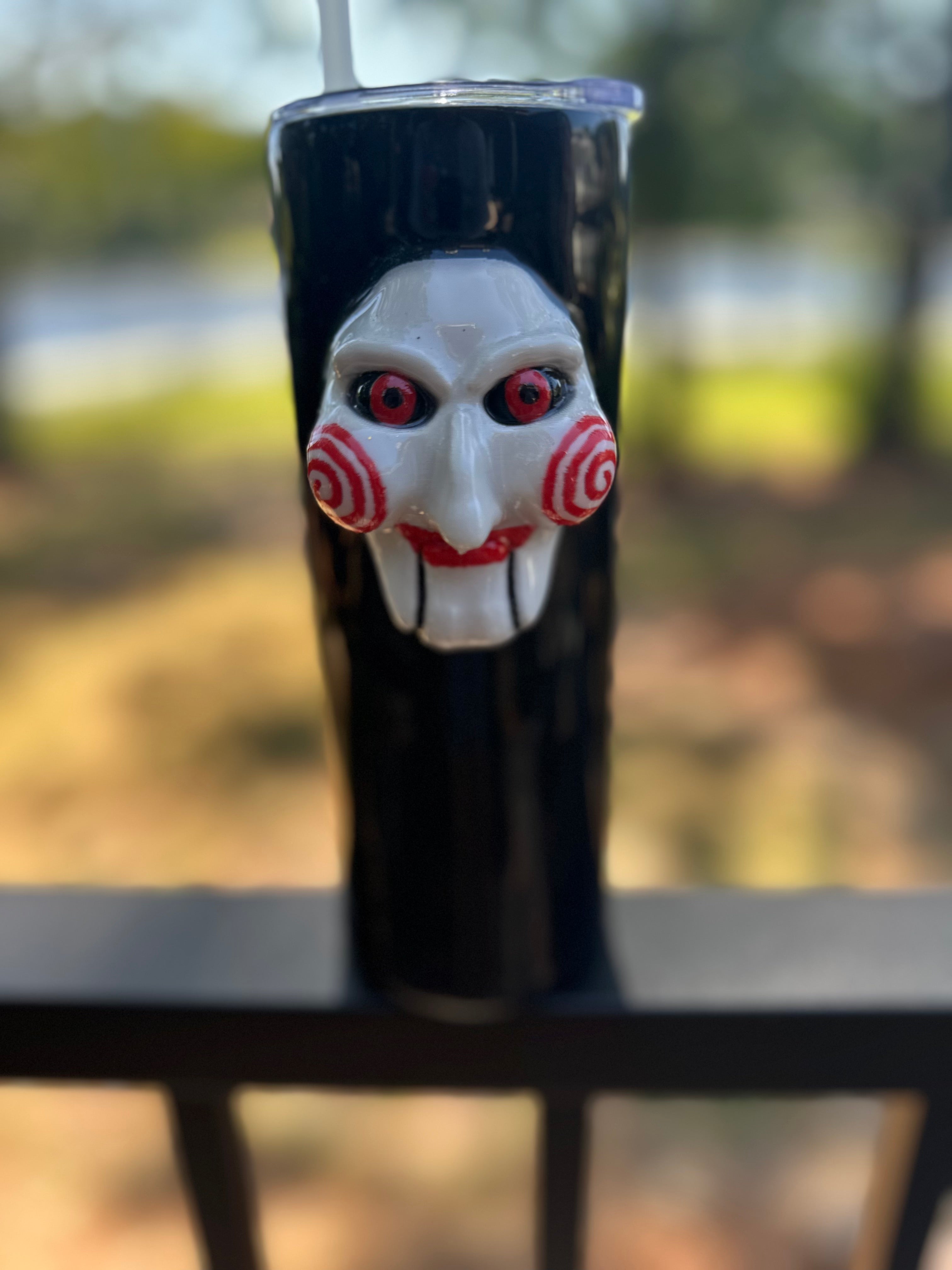 Tumbler Garnish: Billy the Puppet Jigsaw Saw