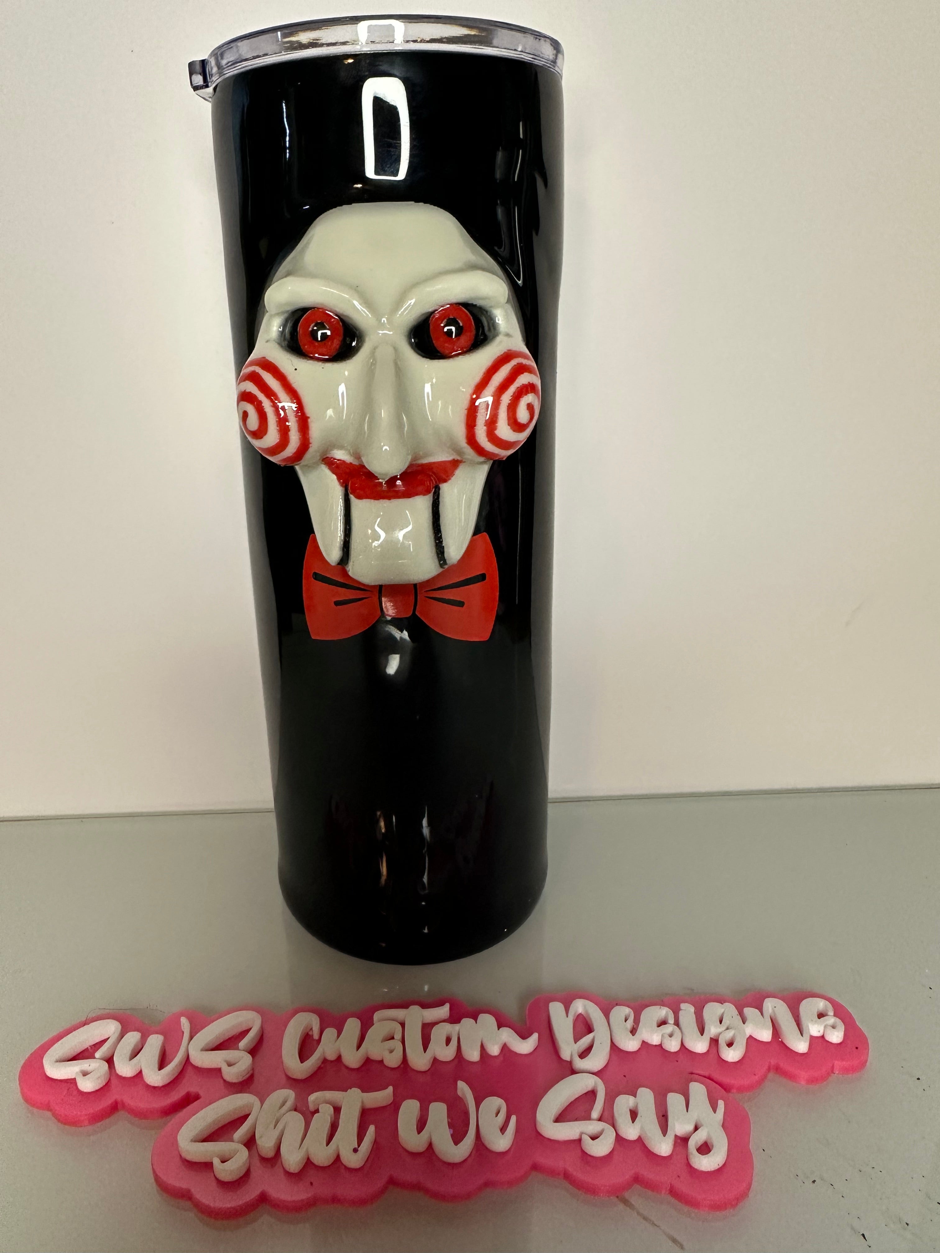 Tumbler Garnish: Billy the Puppet Jigsaw Saw
