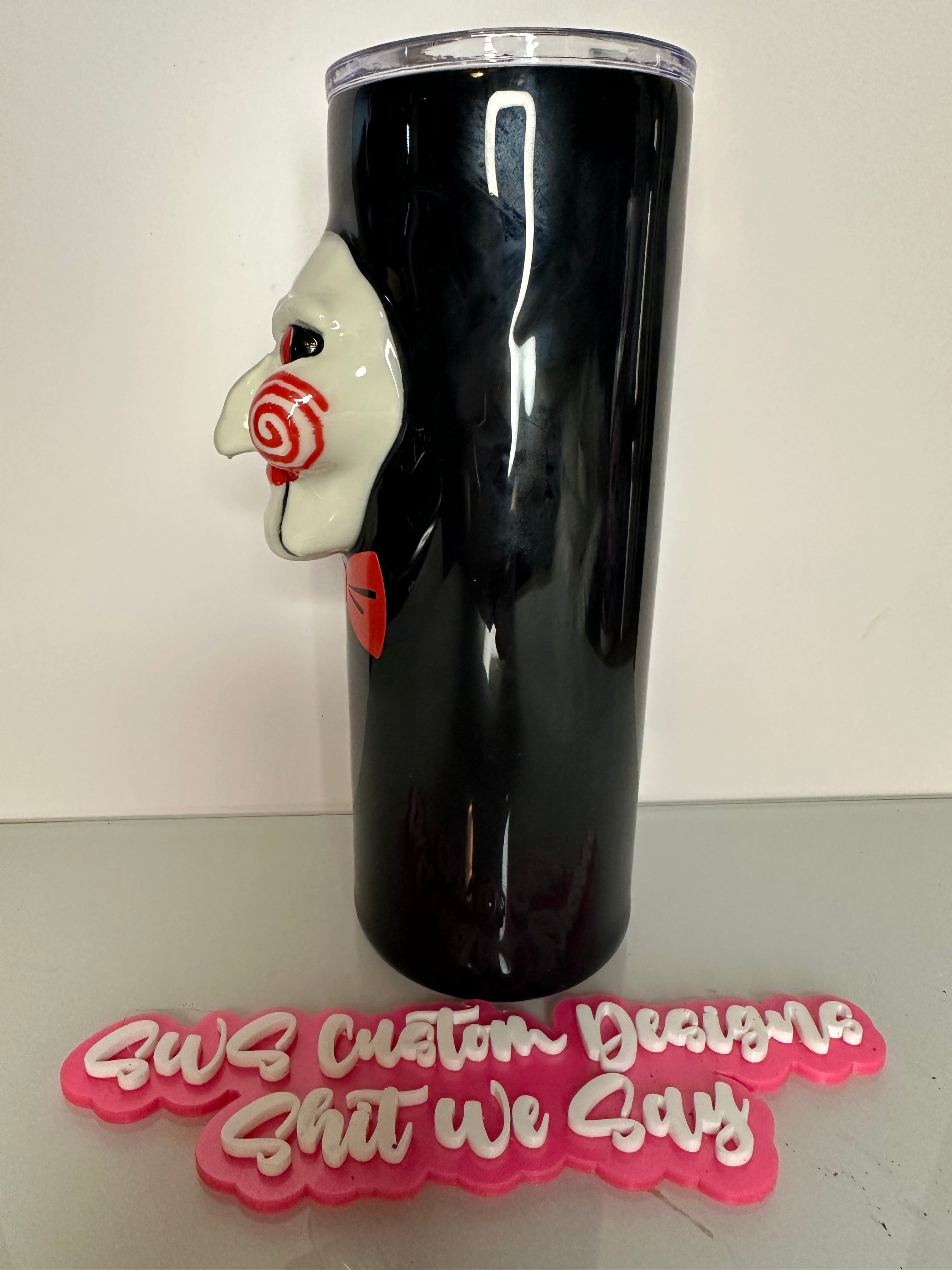Tumbler Garnish: Billy the Puppet Jigsaw Saw