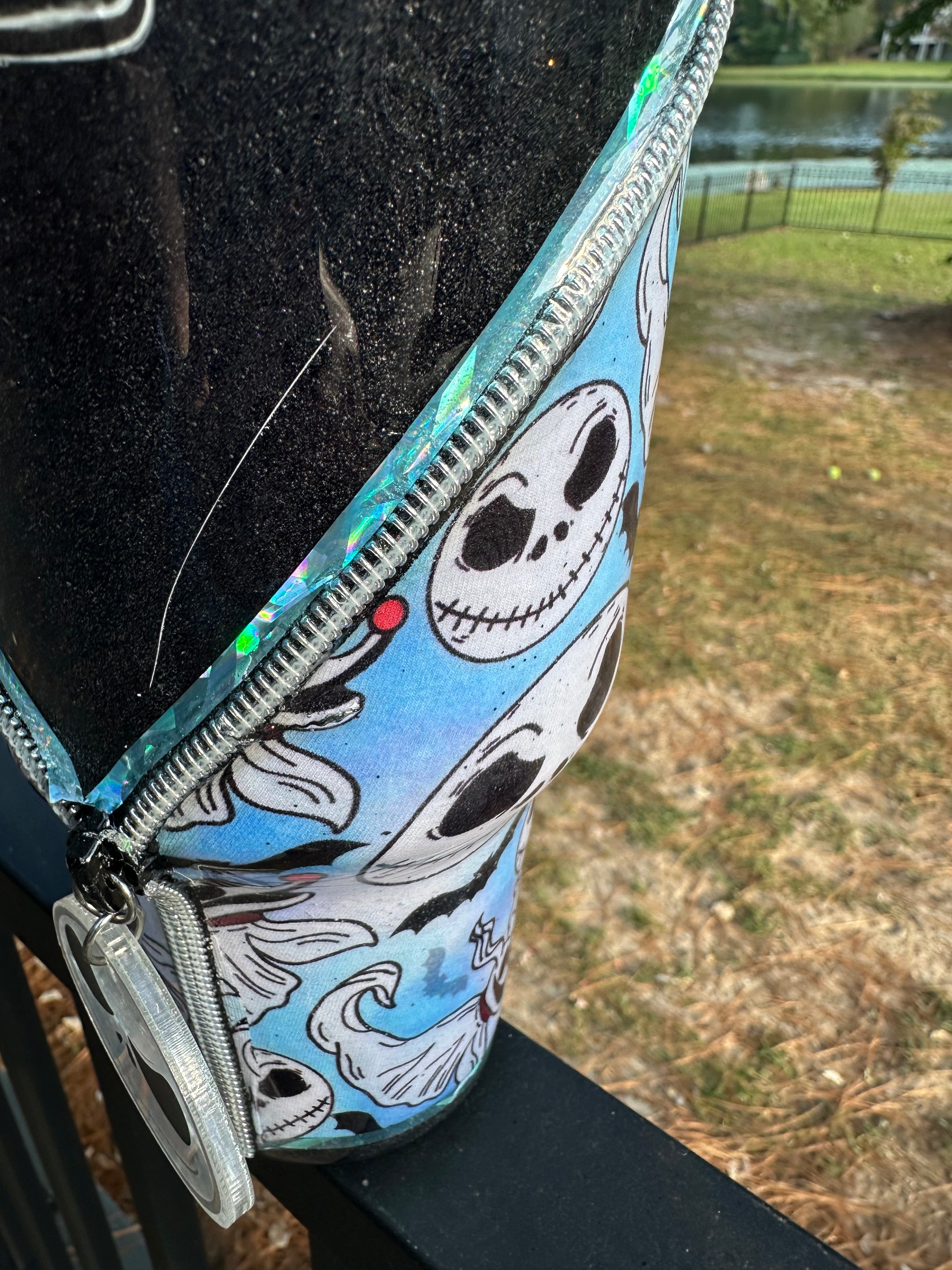 40 oz Tumbler Dog Zero Jack Skell with Zipper and Head Tumbler Topper