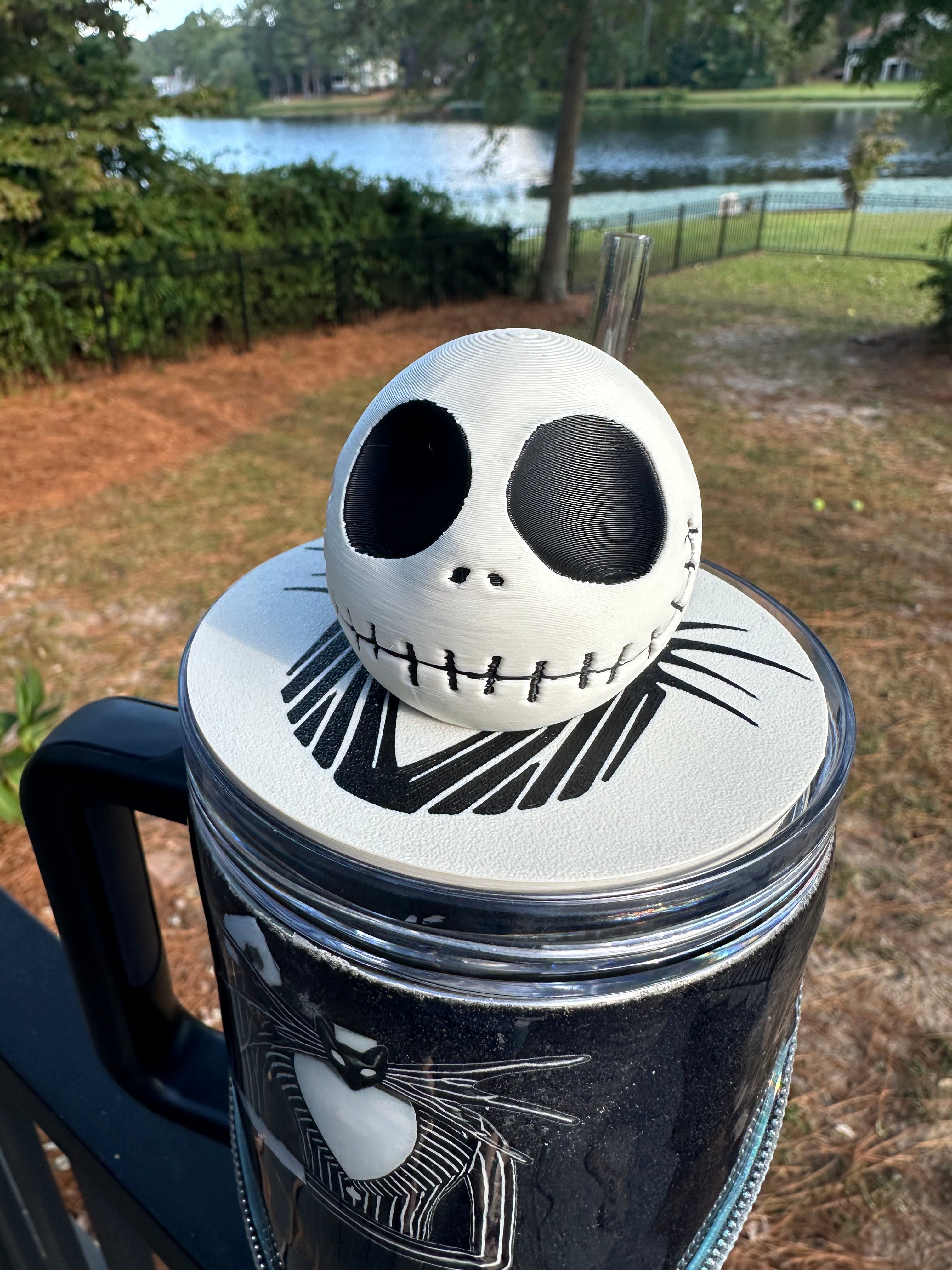 40 oz Tumbler Dog Zero Jack Skell with Zipper and Head Tumbler Topper