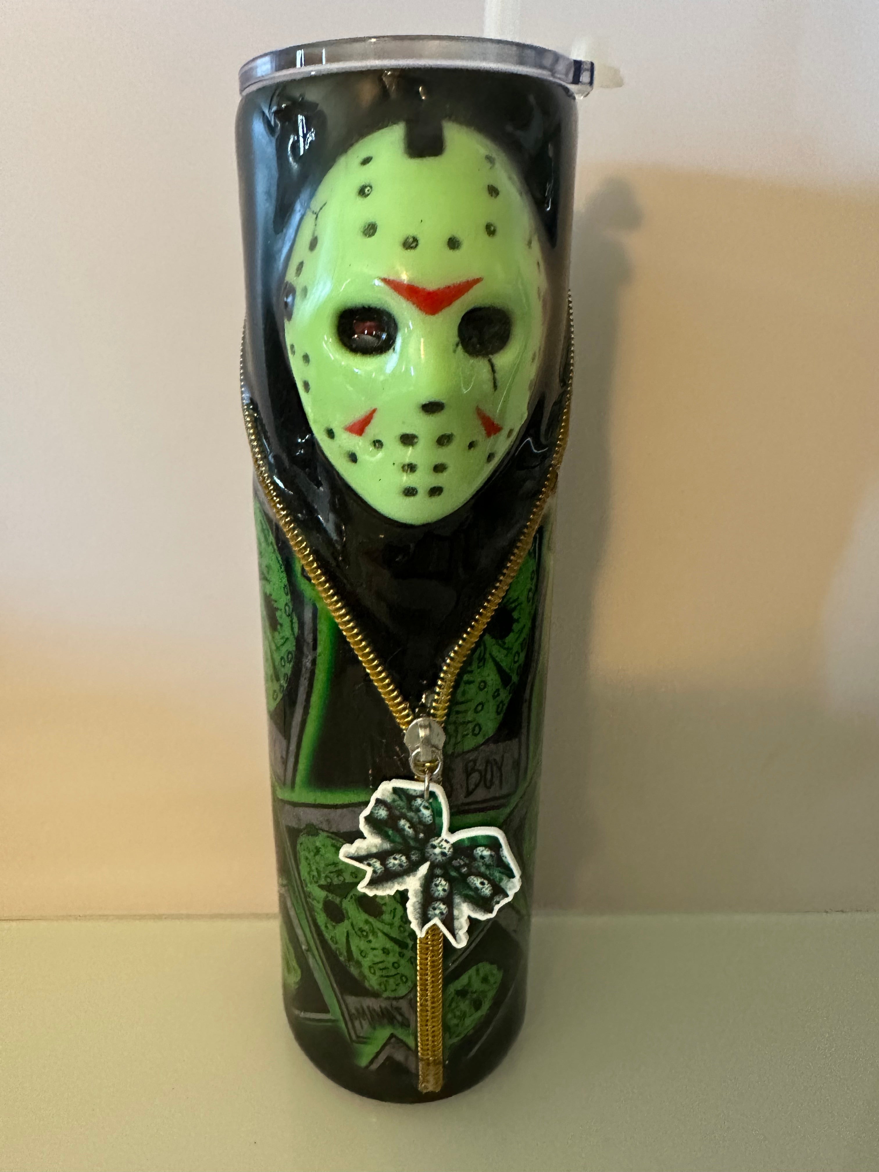 32 oz Jason Hockey Mask Zipper Glow in the Dark