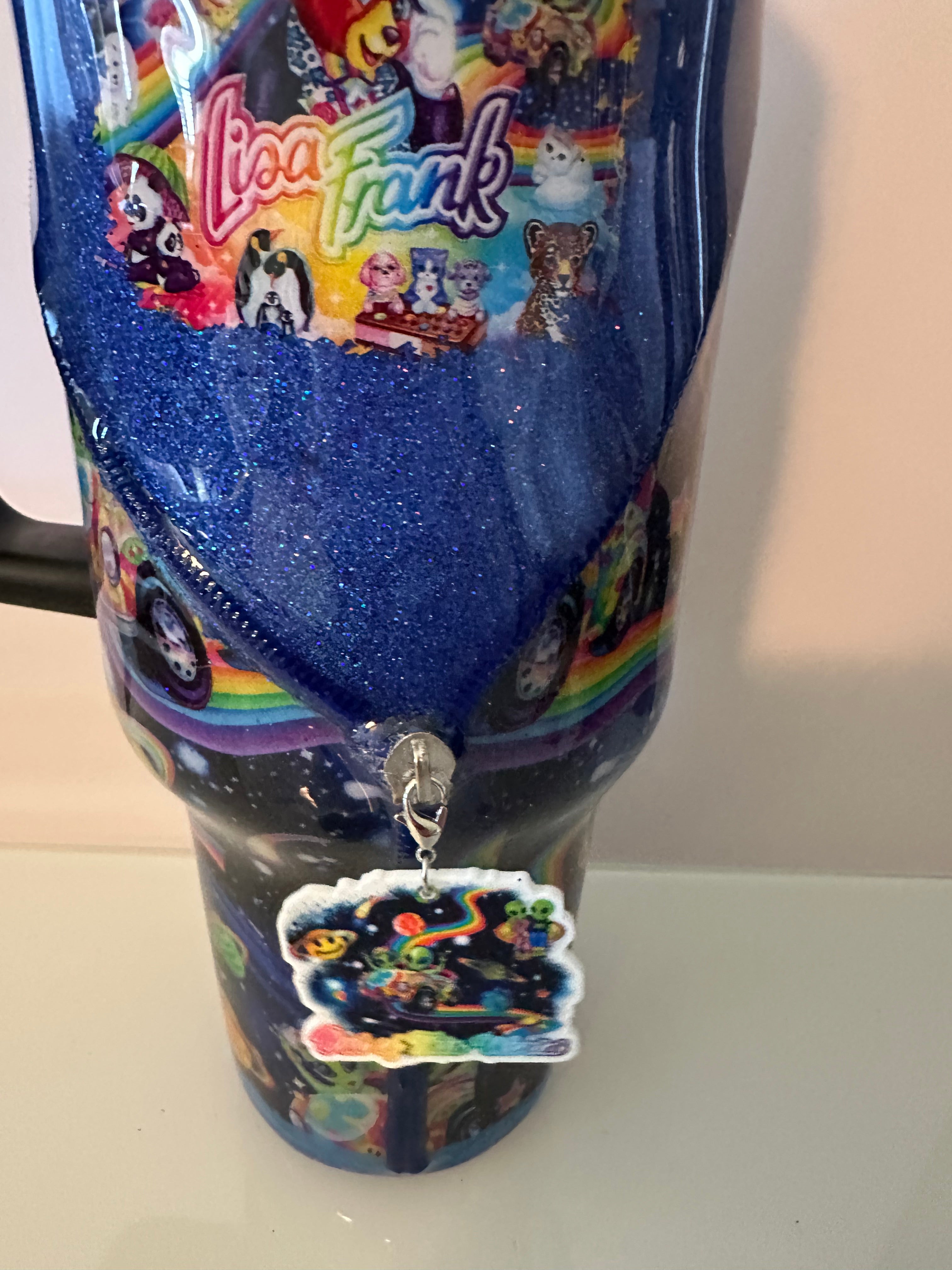 40 oz Tumbler Lisa Frank UFO Alien Tumbler Topper Zipper