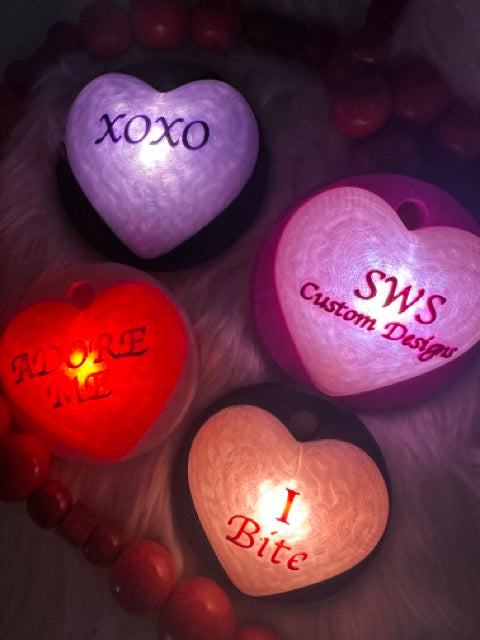Tumbler Toppers: Valentine Puffy Hearts Light Up/Glow Customize
