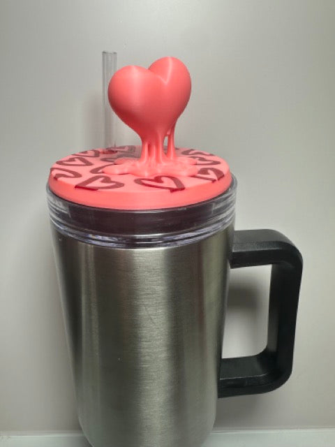 Tumbler Topper; Dripping Hearts