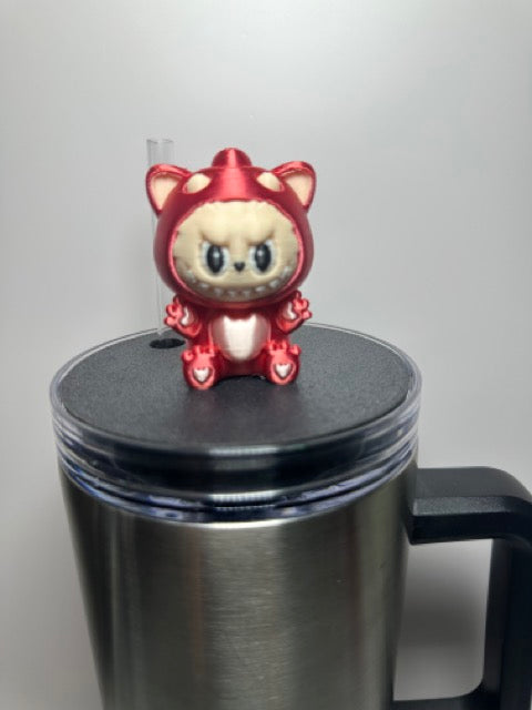 Tumbler Topper: Labubu Red with Pink Heart Valentine