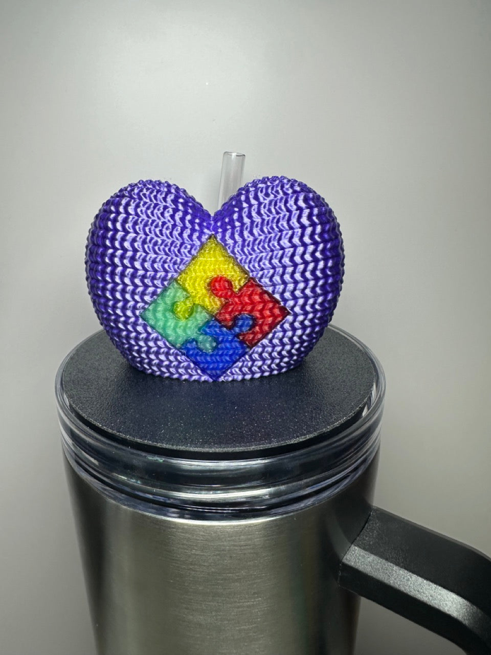 Tumbler Toppers: Autism Purple Heart Light Up