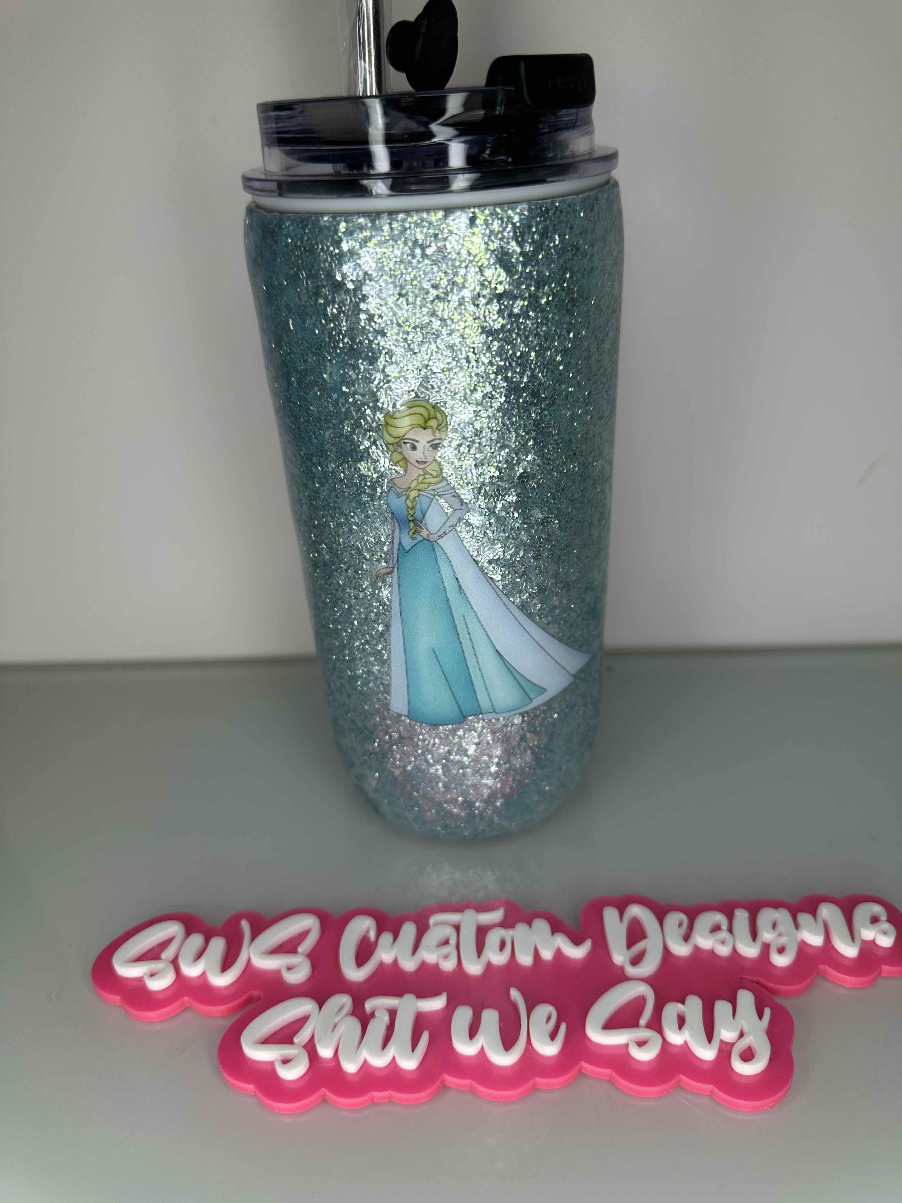 17 oz Blue Ice Snow Princess Coquette Tumbler