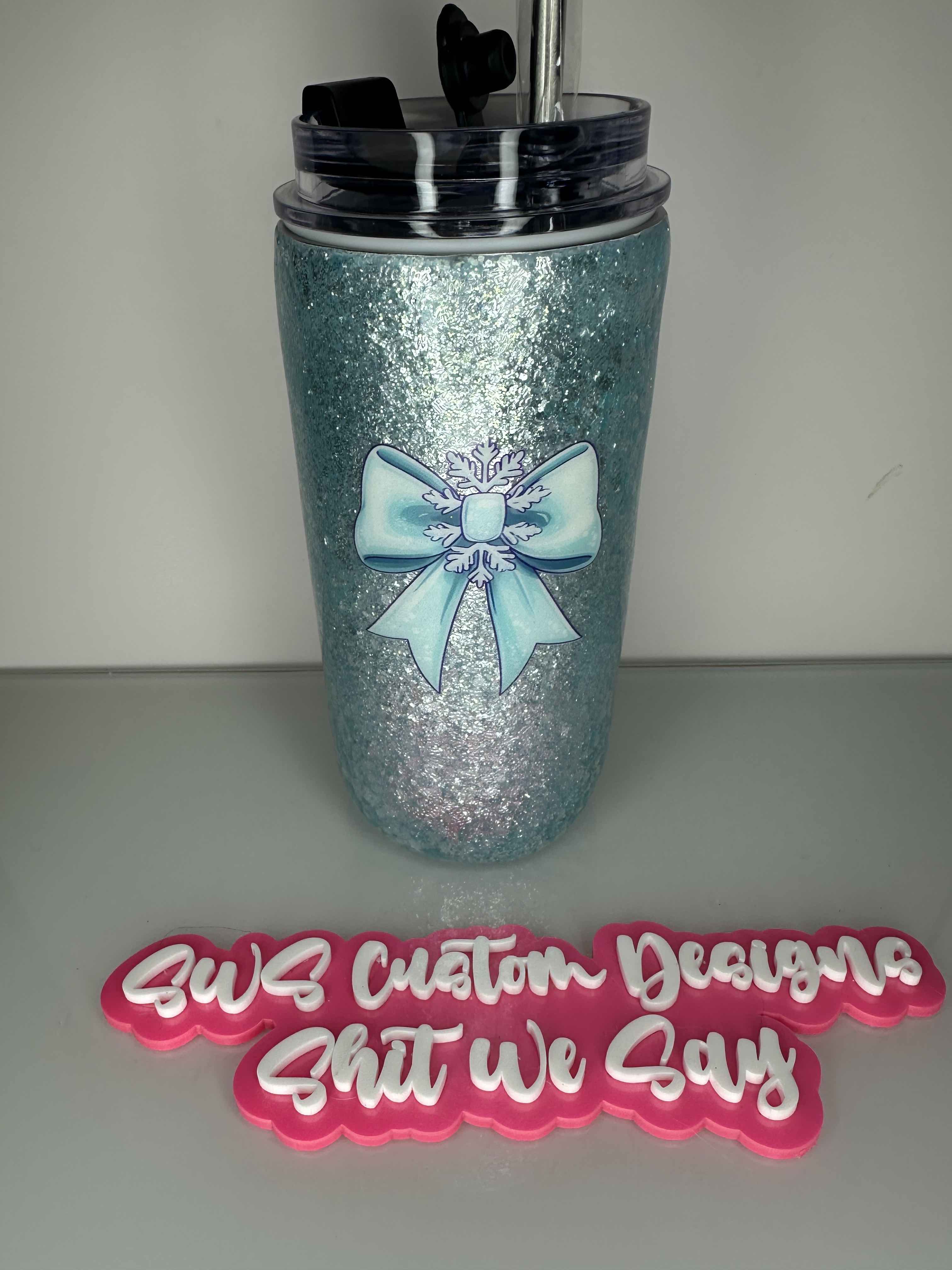 17 oz Blue Ice Snow Princess Coquette Tumbler