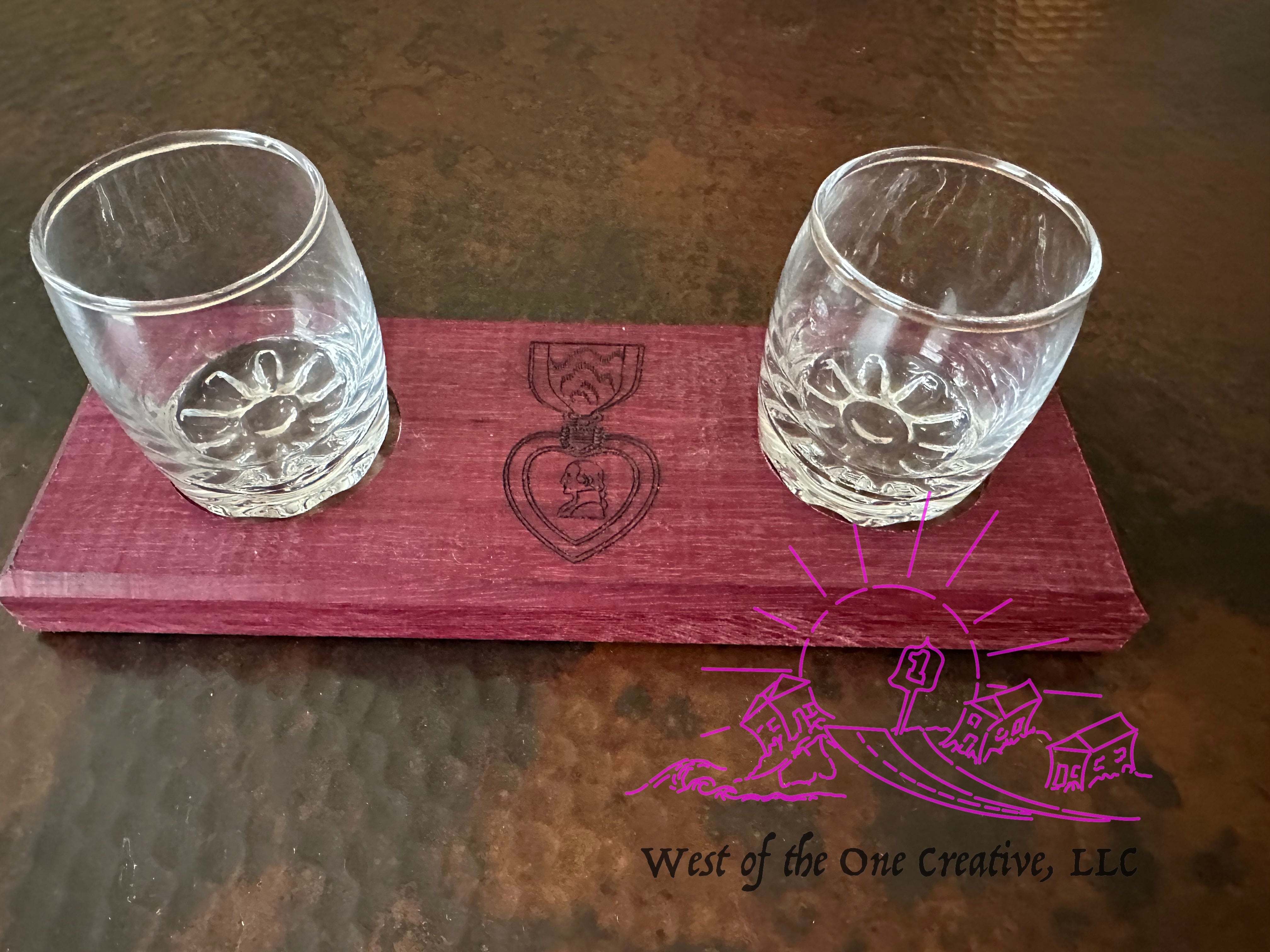 Shot Tray Purple Heart Wood